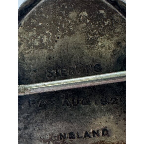 Antique Thomas Mott Morpho Butterfly Wing 1924 Nautical Boat Scene Brooch Jewelr - Picture 5 of 7